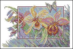 схема вышивки крестом цветы с бабочками
