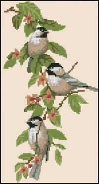 схема вышивки крестом птиц - цветущее очарование