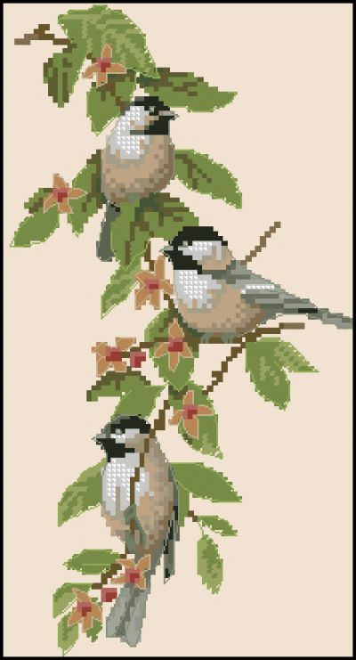 схема вышивки крестом птиц - цветущее очарование