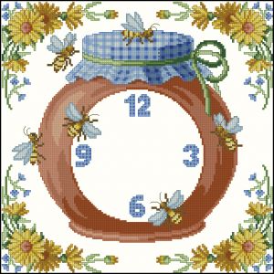 схема вышивки крестом часы горшочек меда