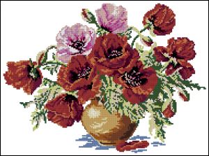 Вышивка крестом Маки красные