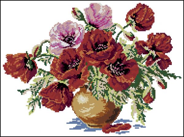 Вышивка крестом Маки красные