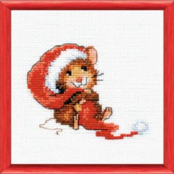 схема вышивки крестом новогодняя мышка