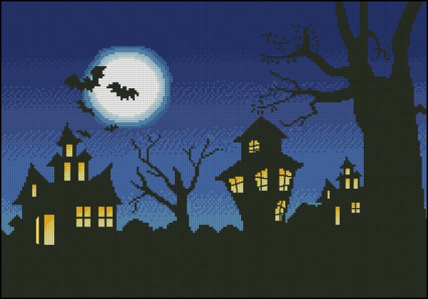 Вышивка крестом Ночной городок