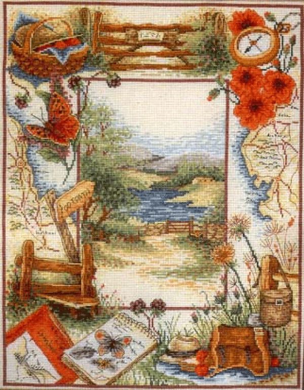 Вышивка крестом Семплер рыбака