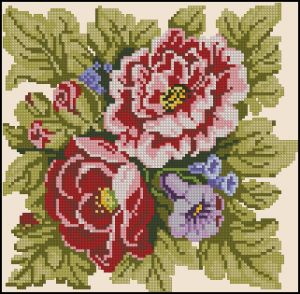 схема вышивки крестом подушка с розой