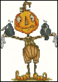 Вышивка крестом Пугало с птичками