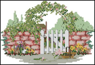 схема вышивки крестом диптиха весенний сад