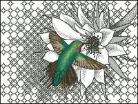 Вышивка крестом Колибри у цветка