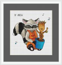 Вышивка крестом Ракета и Грут