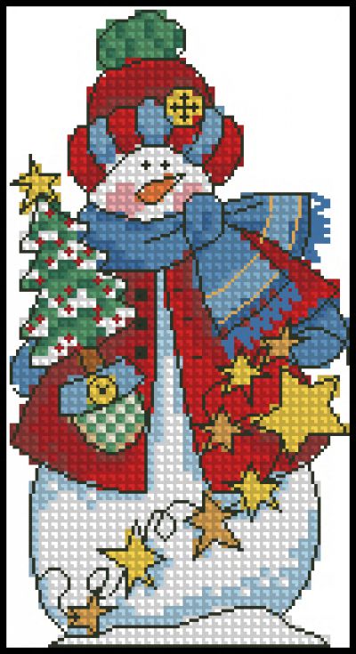 Вышивка крестом Веселый снеговик