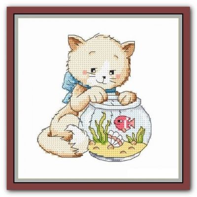 Вышивка крестом Игра с рыбой