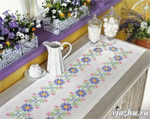 Вышивка крестом Цветочные бордюры для салфетки