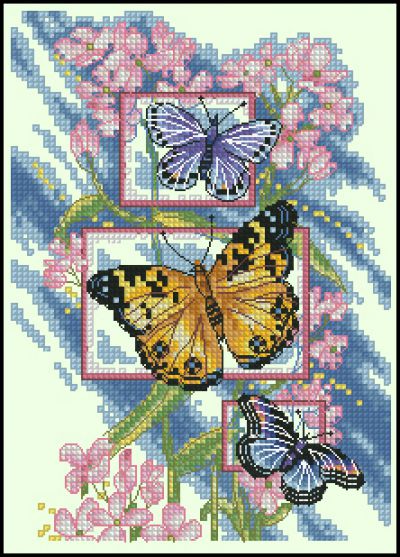 Вышивка крестом Цветы и бабочки