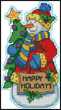 схема для вышивки крестом Снеговик - Счастливых праздников