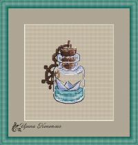 схема вышивки крестом кораблик в бутылочке
