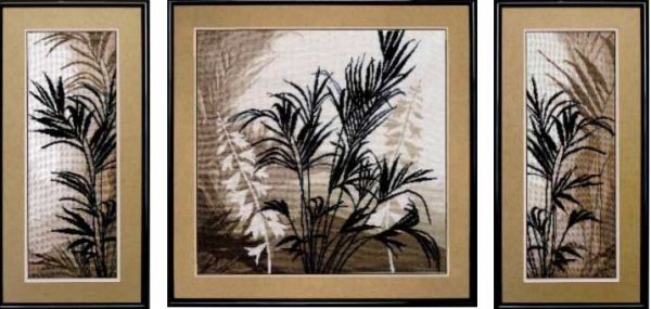 схема вышивки крестом триптиха пальмовые листья
