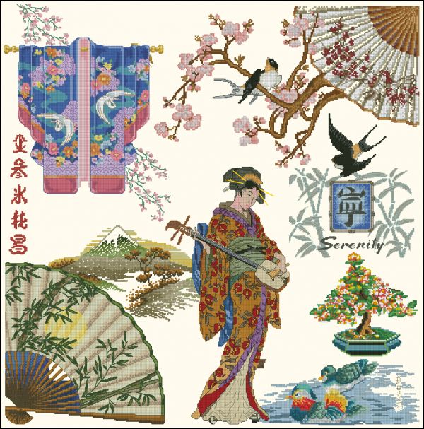 Вышивка крестом Семплер - о Японии