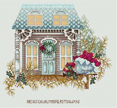 Вышивка крестом Домик в Рождество