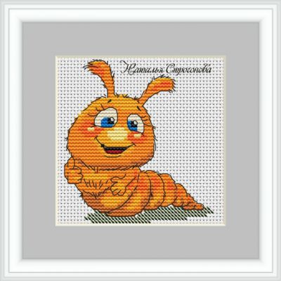 схема вышивки крестом гусеничка