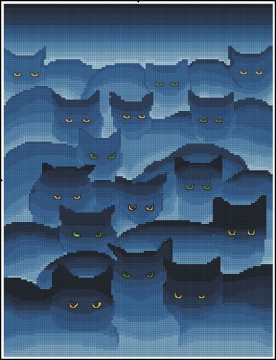 Вышивка крестом Дымчастые кошки