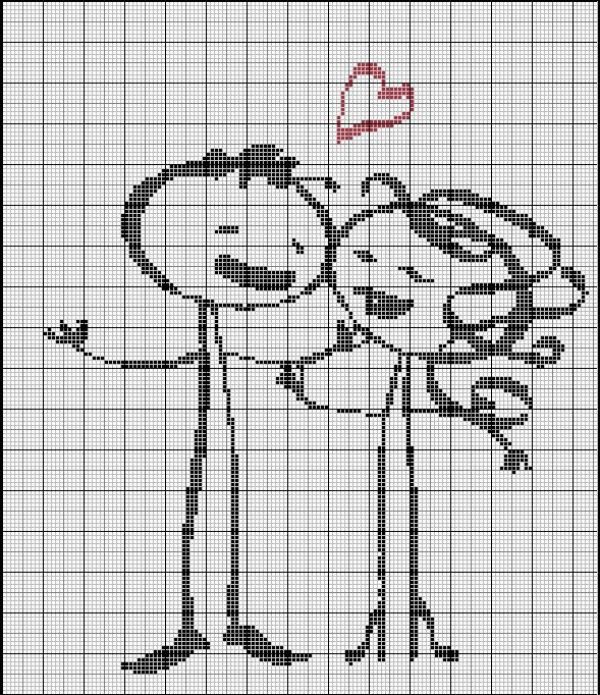 Вышивка крестом Пара влюбленная