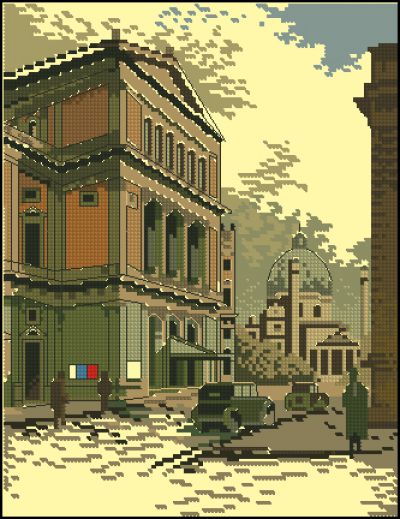 схема вышивки крестом старый город часть 3