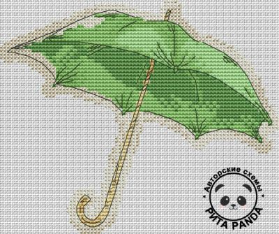 схема вышивки крестом зеленый зонт