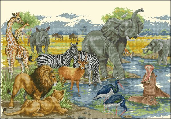 Вышивка крестом Водопой