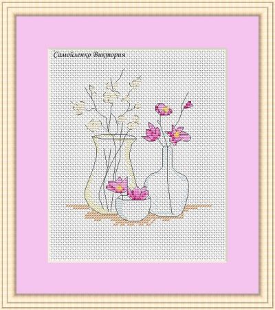 Вышивка крестом Цветы в вазах