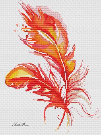 схема вышивки крестом перо