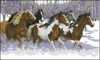 схема вышивки крестом зимняя пробежка