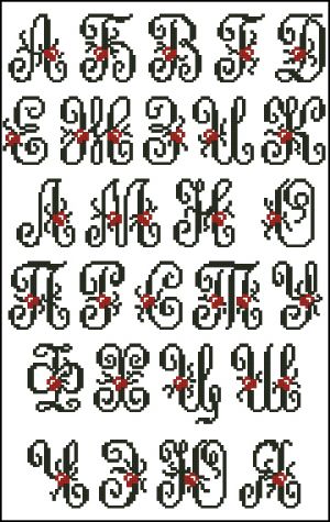 Вышивка крестом Алфавит контурный