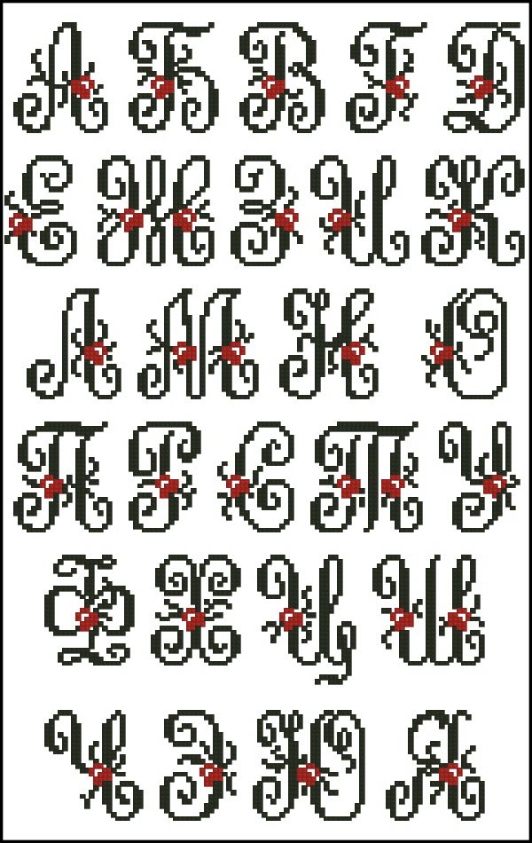 Вышивка крестом Алфавит контурный