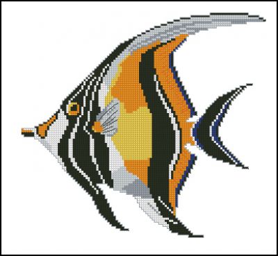 Вышивка крестом рыбка Черно-желтый ангел