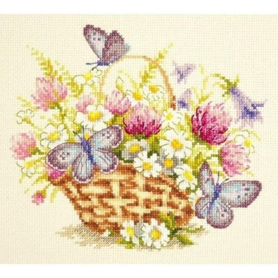 Вышивка крестом Корзина с ромашками