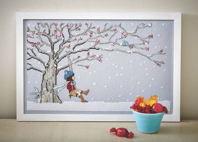 Вышивка крестом Девочка на качельке