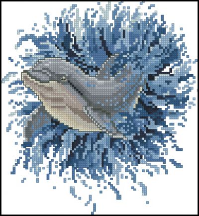 Вышивка крестом Прижок дельфина