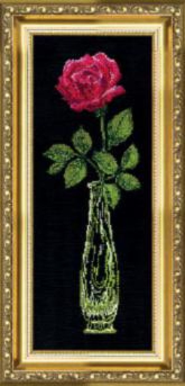 схема вышивки крестом роза в вазе