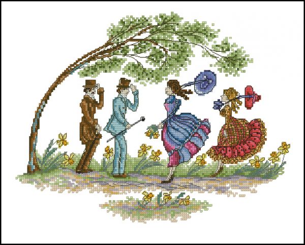 схема для вышивки крестом Ветренное свидание