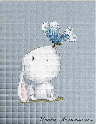 Вышивка крестом Заяц и бабочка