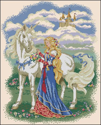 Вышивка крестом Леди и единорог