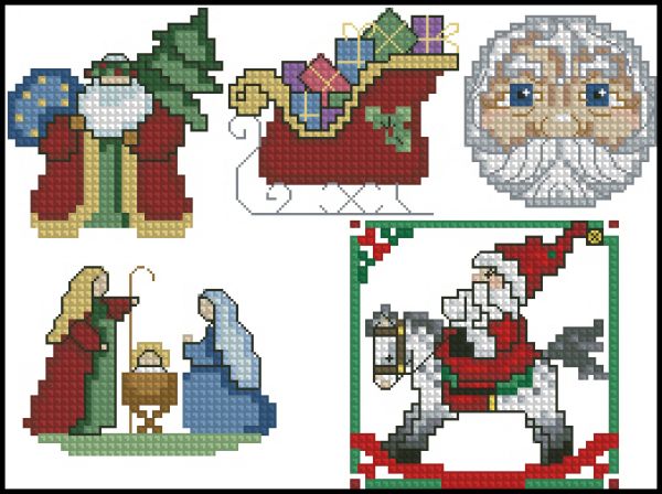 схема вышивки крестом новогодние миниатюры