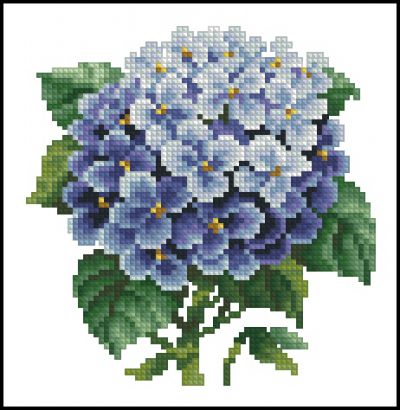 схема вышивки крестом мини - гортензия