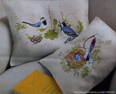 схемы вышивки крестом семья птиц