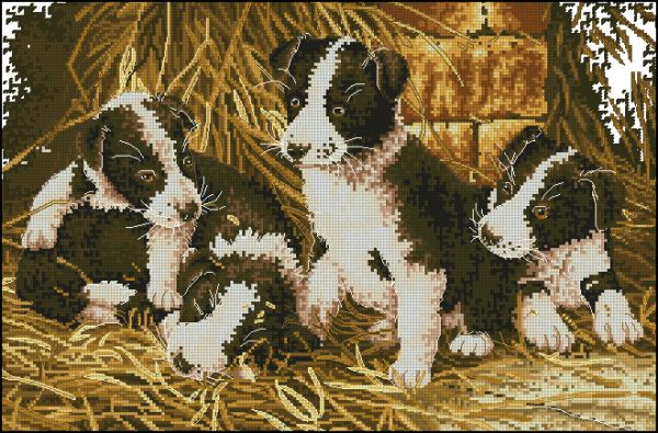 схема для вышивки крестом Щенки