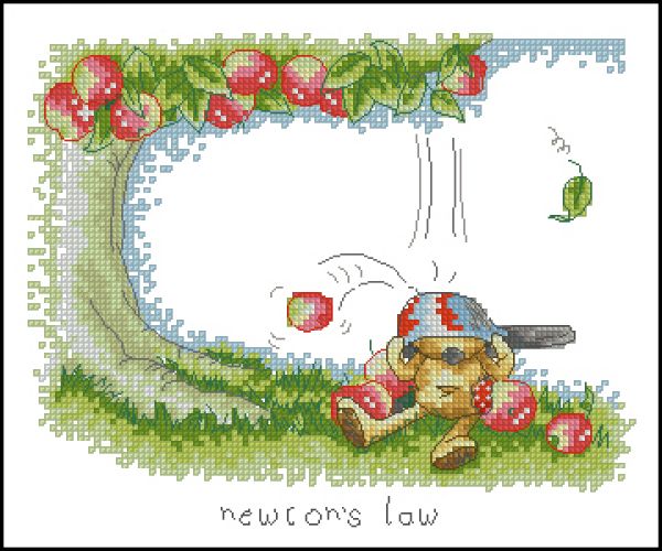 схема для вышивки крестом Закон Ньютона