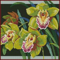 Вышивка крестом Подушка - орхидеи