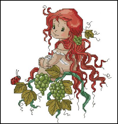 схема для вышивки крестом Фея винограда