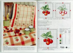 Вышивка крестом Вишни для скатерти